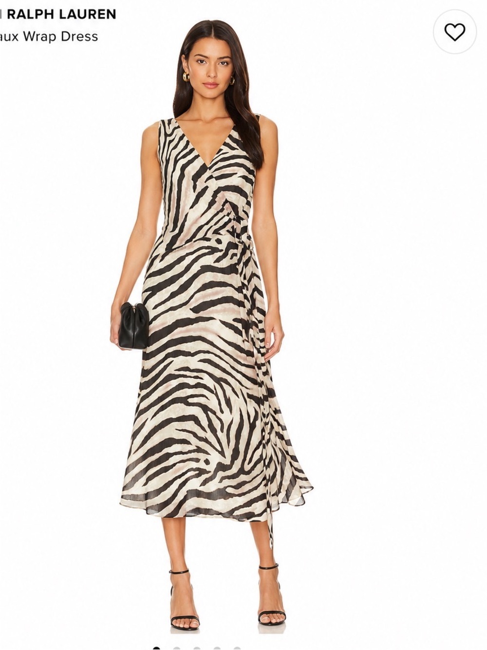 Ralph Lauren Black and Cream Zebra-Print Midi Wrap Dress